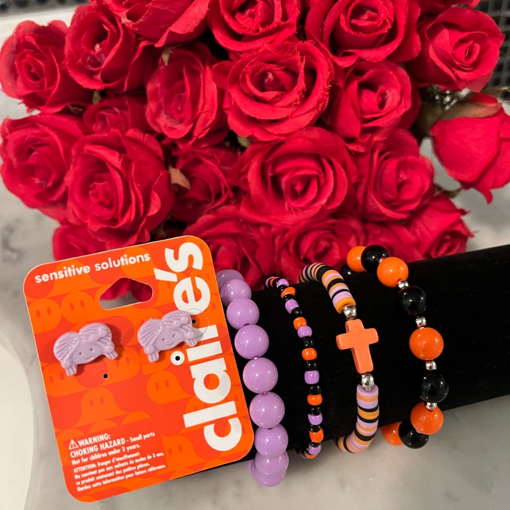 Claire's Halloween Kids Bracelet Set - Purple and Orange